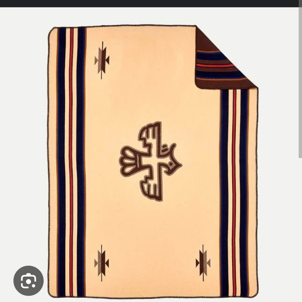 Anifurry Aztec Thunderbird Southwestern Merino Wool 55" x 75" Blanket - Picture 3 of 8